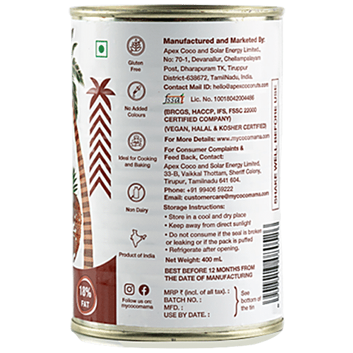 Coco mama Coconut Milk - Rich, Creamy, Dairy Free, For Cooking & Baking, 400 ml Tin 