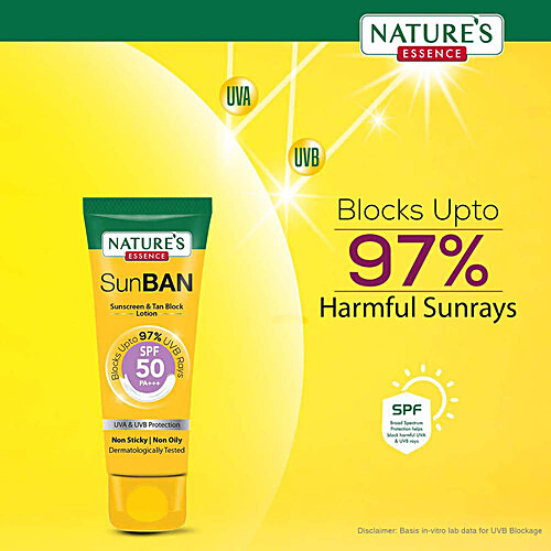 Buy Natures Essence SunBan Sunscreen & Tan Block Lotion - SPF 50 PA ...