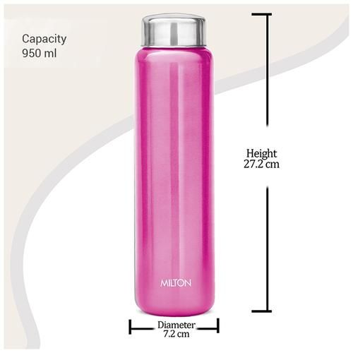 Milton Aqua 1000 Stainless Steel Water Bottle, Set of 3, 950 ml Each, Silver | Leak Proof | Office Bottle | Gym Bottle | Home | Kitchen | Hiking 