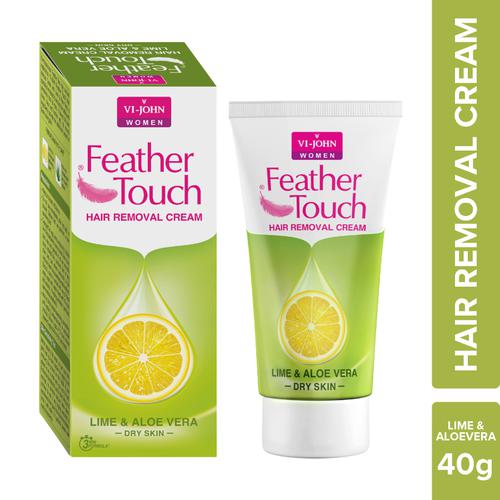 VI-JOHN  Feather Touch Hair Removal Cream - Lime & Aloe Vera, For Dry Skin, 40 g Tube 