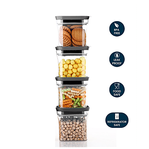 Buy YouBee Plastic Kitchen Storage Container - Air-Tight, Transparent,  Stackable, Grey Lid Online at Best Price of Rs 229 - bigbasket