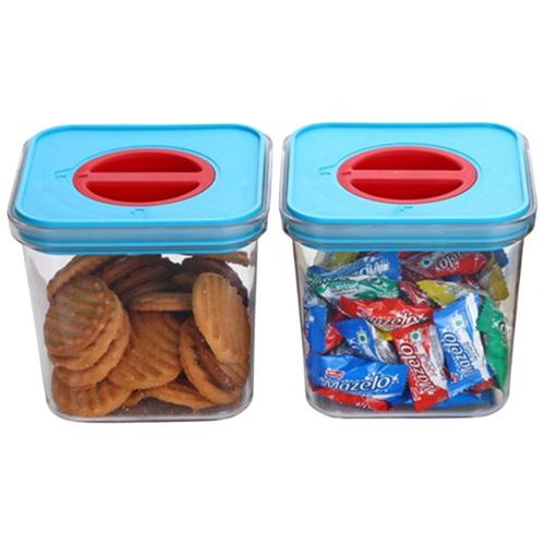 40297585 3 Youbee Lock Seal Plastic Kitchen Storage Container Air Tight Stackable Blue 