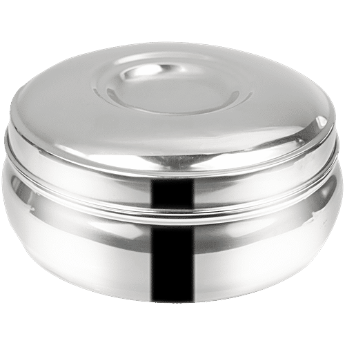 Buy Omega Stainless Steel Round Belly Shape Puri Dabba - No.8, Rust ...