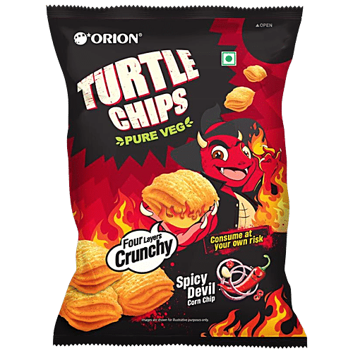 Buy Orion Turtle Chips Spicy Devil Corn Chip - 100% Veg Party Snack ...