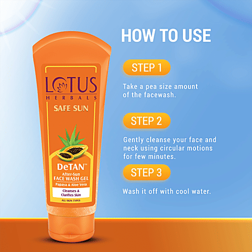 Buy Lotus Herbals Safe Sun Detan After Sun Face Wash Gel Papaya