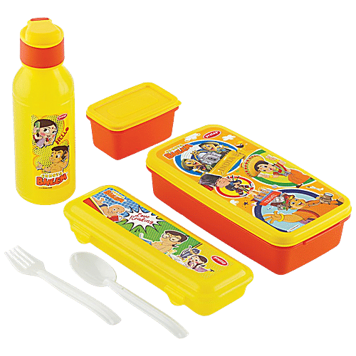 Outlery Fun Utensils & Hygienic Steel Kids Lunch Set with Pocket-Sized Case  - Yellow