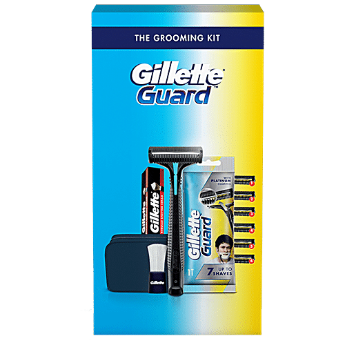 Buy Gillette Guard Shaving Kit For Men 1 Razor, 6 Cartridges, 1 Cream