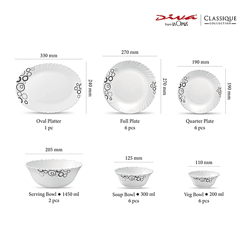 Buy Laopala Diva Dinner Set - Opalware, Classique, Misty Drop Online at ...