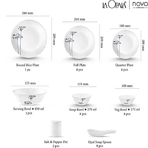 Buy LaOpala Dinner Set - Opalware, Novo, English Aqua Spray Online at ...