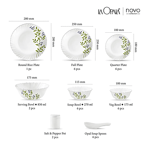 Buy LaOpala Dinner Set - Opalware, Novo, Lush Green Online at Best ...