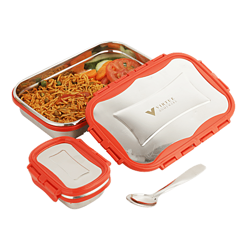 Buy Virtue Signature Stainless Steel Lunch Box Jumbo With Spoon - Red ...