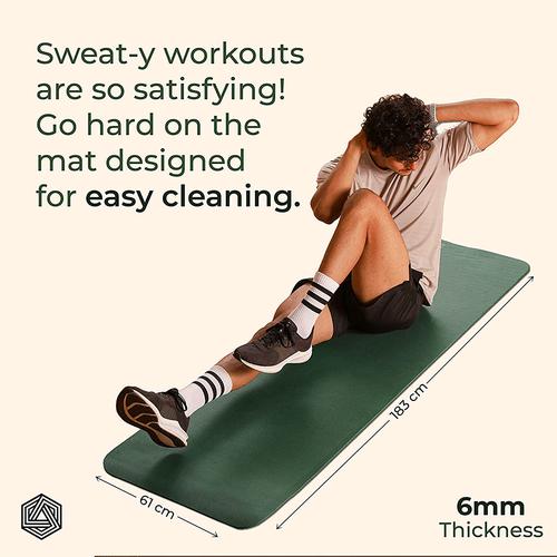 Boldfit Happy Yoga Mat With Carrying Strap - 4 mm, Anti Slip, Army Green, 1 pc  For Exercise