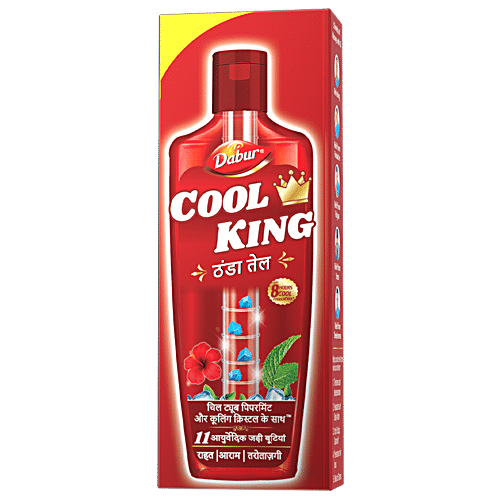 Dabur Cool King Thanda Tel - With 11 Ayurvedic Herbs, Relieves Headache, Fatigue, Stress & Sleeplessness, 87 ml  