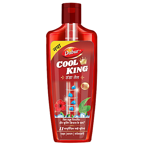 Dabur Cool King Thanda Tel - With 11 Ayurvedic Herbs, Relieves Headache, Fatigue, Stress & Sleeplessness, 87 ml  