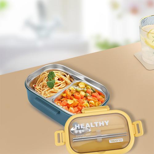 Buy Tedemei Lunch Box 2 Compartment Transparent Cover - Yellow & Blue ...