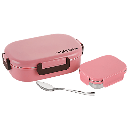 Buy Nakoda Kids Lunch Box Plain Pink Insulated Stainless Steel - Sonet 