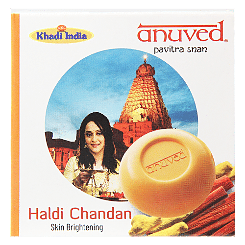 Buy Anuved Herbal Haldi Chandan Bathing Soap Contains Turmeric