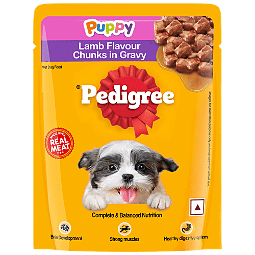 Pedigree Puppy Wet Dog Food Lamb Flavour Chunks In Gravy 70 g