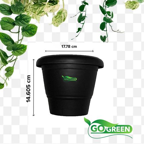 Go Green Premium Flower Pot No 70 - Black, 17.78 x 14.6 cm, 1 pc  