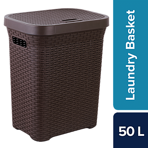 Set of 3 Wicker Basket Hamper with Lid Storage Gift Box Resin