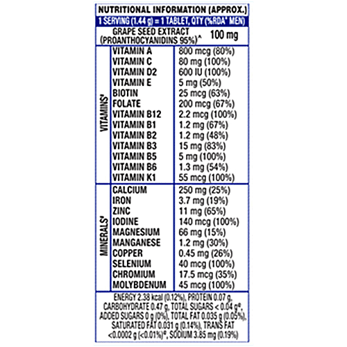 Centrum Men With Grape Seed Extract, Vitamin C & 22 Vital Nutrients For Overall Health, Strong Muscles & Immunity, 30 pcs  World's No.1 Multivitamin