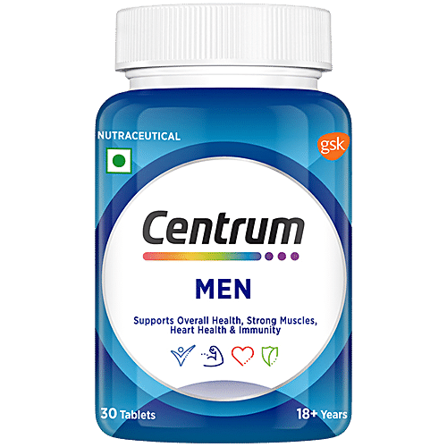 Centrum Men With Grape Seed Extract, Vitamin C & 22 Vital Nutrients For Overall Health, Strong Muscles & Immunity, 30 pcs  World's No.1 Multivitamin