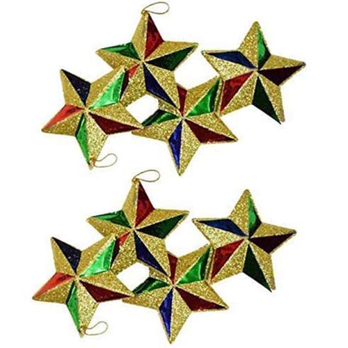 Hankley Christmas Tree Star Hanging Ornaments, Christmas Gift, Star Tree Decoration Box, Multicolour, 6 pcs  