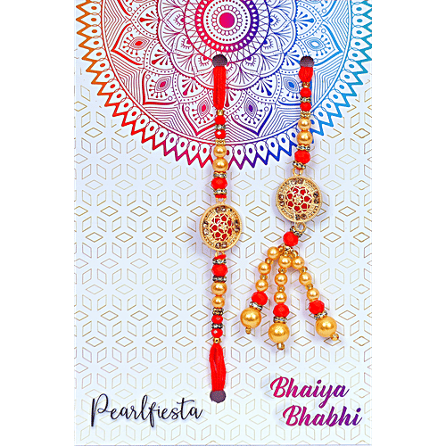 Buy Pearlfiesta Beautiful Designer Bhaiya Bhabhi Rakhi Set - For ...