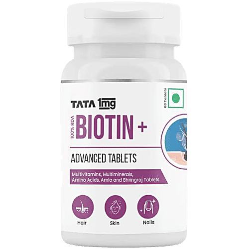 Buy Tata 1mg Biotin Advanced Tablet For Healthy And Strong Hair Skin