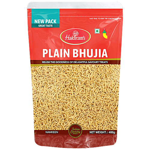 Buy Haldirams Namkeen Bhujia Plain Del 400 Gm Pouch Online at the Best ...