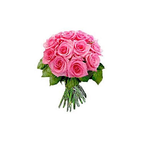 10 Pink Roses In Brown Paper, Flower Bouquet in Surat