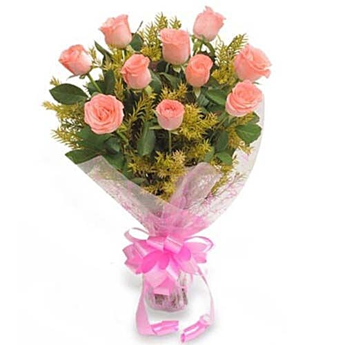 Buy blooms & bouquets, whitefield Flower Bouquet - 12 Charming Pink ...