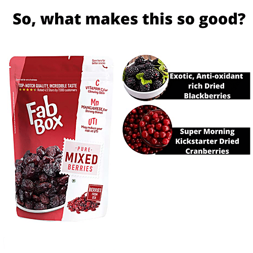 Fabbox Premium Mixed Berries - Whole Dried Cranberry & Blackberry, Natural, Healthy Snack, 70 g  No Preservatives, Fiber Rich