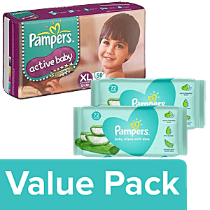 Buy Pampers Active Baby Diaper Xl 56 Pcs Pouch Online At Best Price of Rs  1682.01 - bigbasket