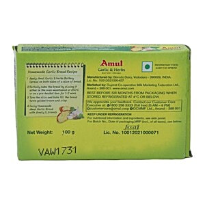 Buy Amul Buttery Spread Garlic Herbs 100 Gm Carton Online At Best Price Of Rs 53 50 Bigbasket