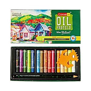 camel oil pastels 15 shades with drawing pencil