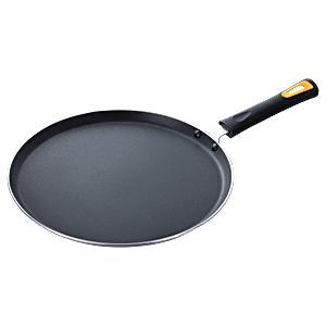 Ebony Non-Stick Dosa Tawa Griddle Pan 26.5 cm with Wooden Handle, Black