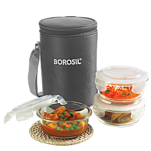 Borosil Set of 3 Pcs Prime Glass Lunch Box Of 400 ML Each Are