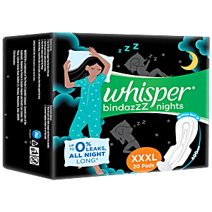 Buy Whisper Bindazzz Nights Sanitary Pads XL+ 44pcs + Ultra Clean