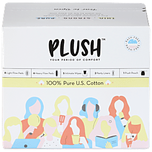 Buy Plush Sanitary Pad - With Disposable Pouches & Panty Liners, 100% Pure  Cotton, XL Online at Best Price of Rs 413.08 - bigbasket