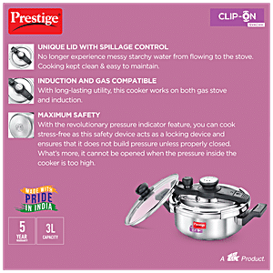 Prestige clip on online stainless steel pressure cooker