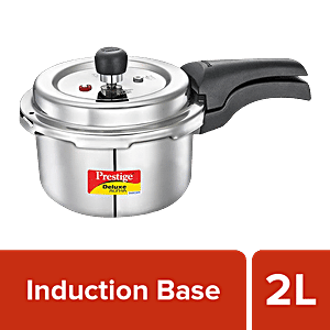 Prestige 4L Alpha Deluxe Induction Base Stainless Steel Pressure Cooker,  4.0-Liter , Silver