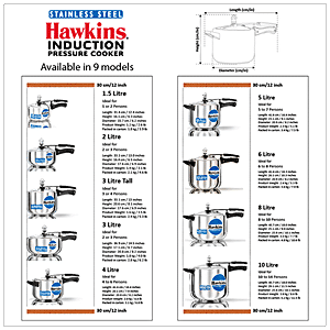 Hawkins Stainless Steel Induction Compatible Inner Lid Pressure Cooker, 4  Litre, Silver (Hss40), 4 Liter