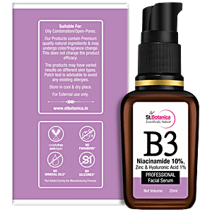 StBotanica B3 Niacinamide 10% + Zinc & Hyaluronic Acid 1% Professional Face  Serum, 20 ml