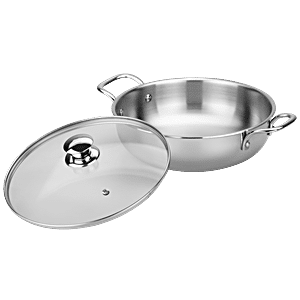 Buy Kitchen Essentials Tri Ply Stainless Steel Kadai - 3 Layer, With  Induction Base & Lid, 24 cm Online at Best Price of Rs 2199 - bigbasket