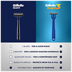 gillette guard 3 single razor with 8 blades