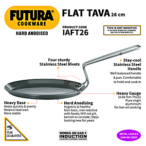 Hawkins Futura Hard Anodised Flat Tawa, 26cm