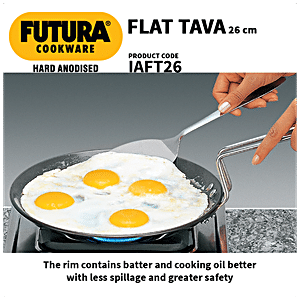 Buy Hawkins Futura Hard Anodised Aluminium Flat Tawa - Induction Base, 26  cm, 4.88 mm, Stainless Steel Handle, IAFT26 Online at Best Price of Rs 1300  - bigbasket