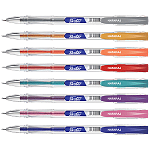 Nataraj Skater Colourful Sparkle Gel Pens (Pack of 10 Pens) Free Shipping