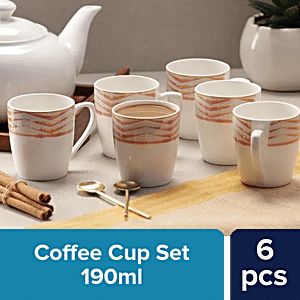 ROXX Pack of 7 Ceramic candy Morning Tea/Coffee 6 mug(180ml) & 1 Tea  Pot(600ml) multicolor